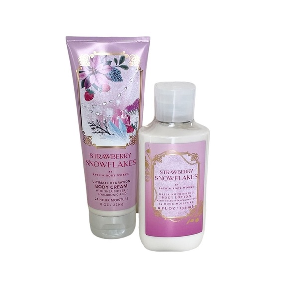 Bath & Body Works Other - Bath & Body Works Strawberry Snowflakes Body Cream and Body Lotion Full Size set